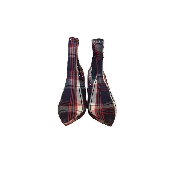 Jessica Simpson Womens Multicolor Plaid Villa Pointed Toe Heeled Bootie Size 9.5 - Picture 2 of 9